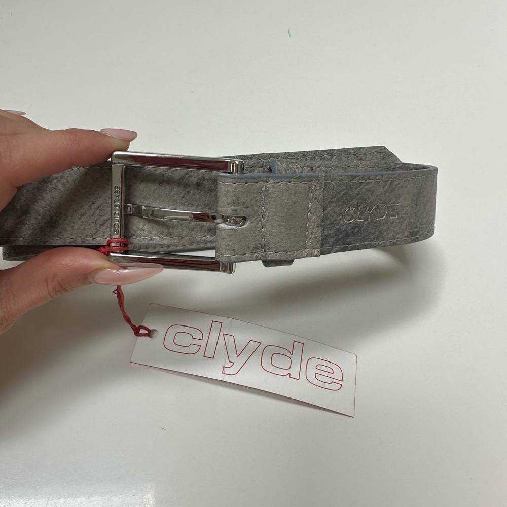 Clyde Grey Suede Leather Belt with Silver Buckle